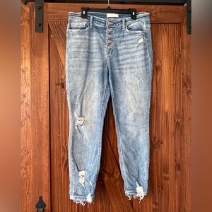 High Rise Light Blue Distressed Jeans